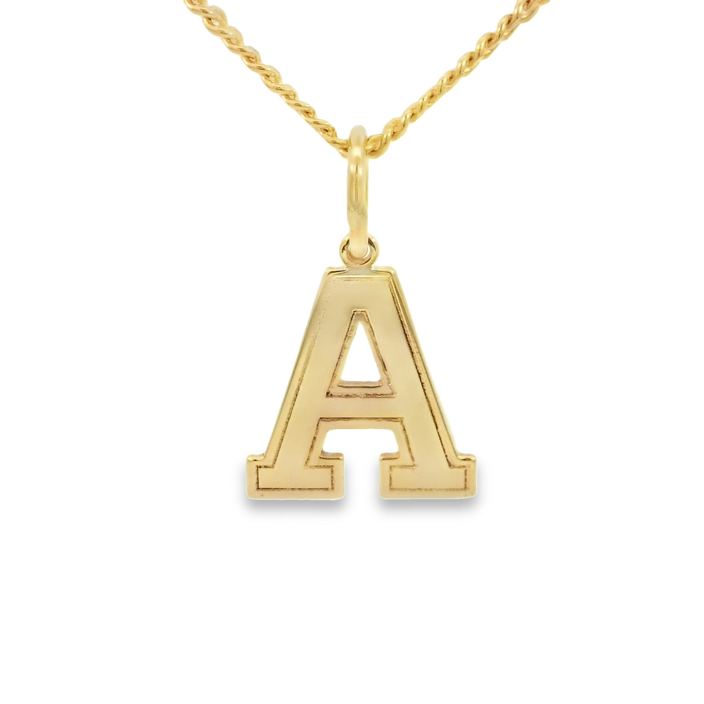 14K Block Letter A Pendant