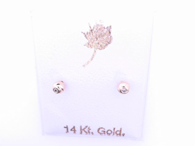 14 KARAT STUD EARRINGS WEIGHT: 0.2G : CZ DC 3MM BA
