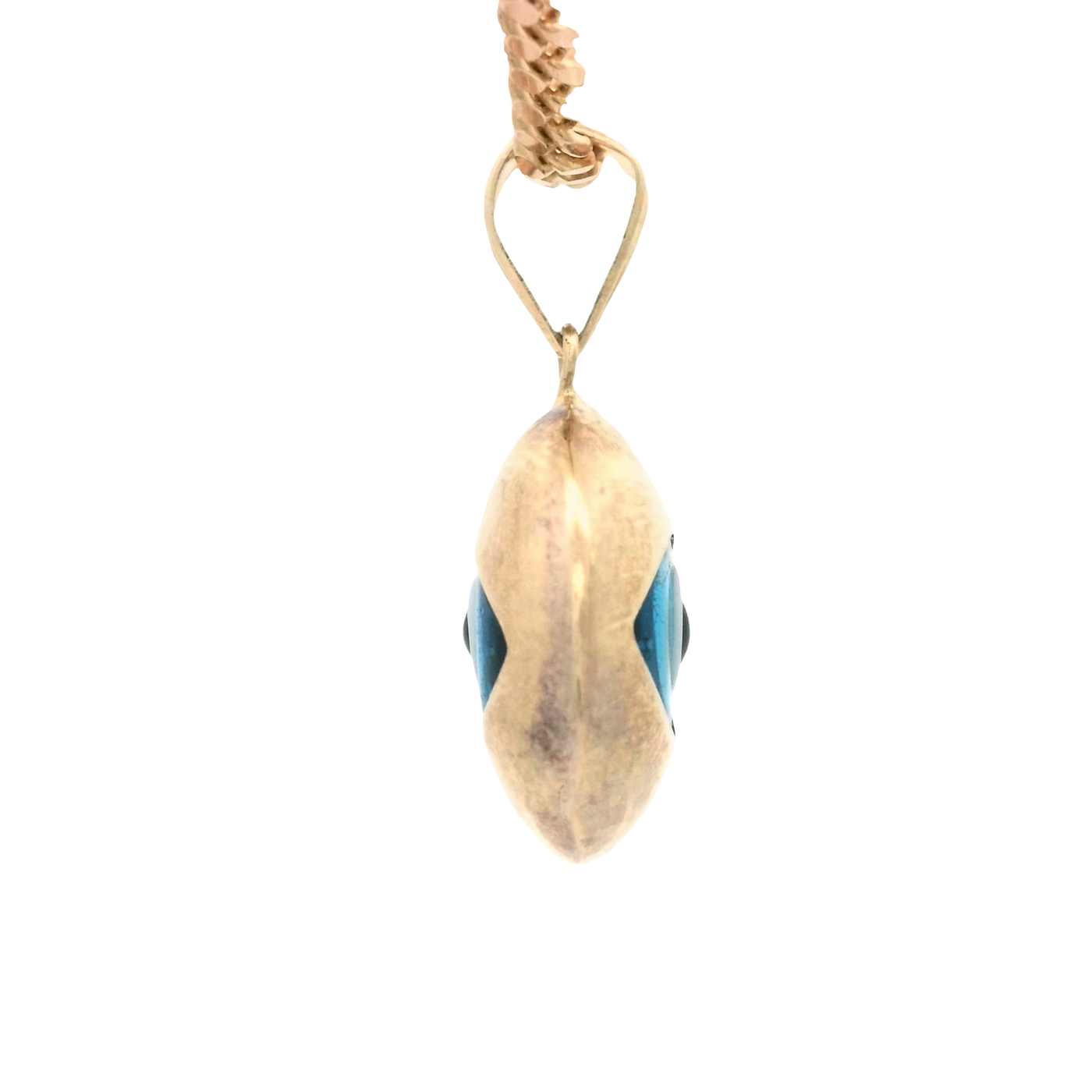PENDANT 14K EVIL EYE BLUE OVAL POLISHED