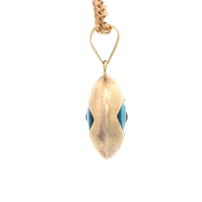 PENDANT 14K EVIL EYE BLUE OVAL POLISHED