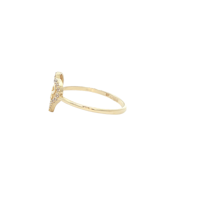 14 KARAT RING SIZE 6.75 WEIGHT: 1.1G : CZ HEART IN