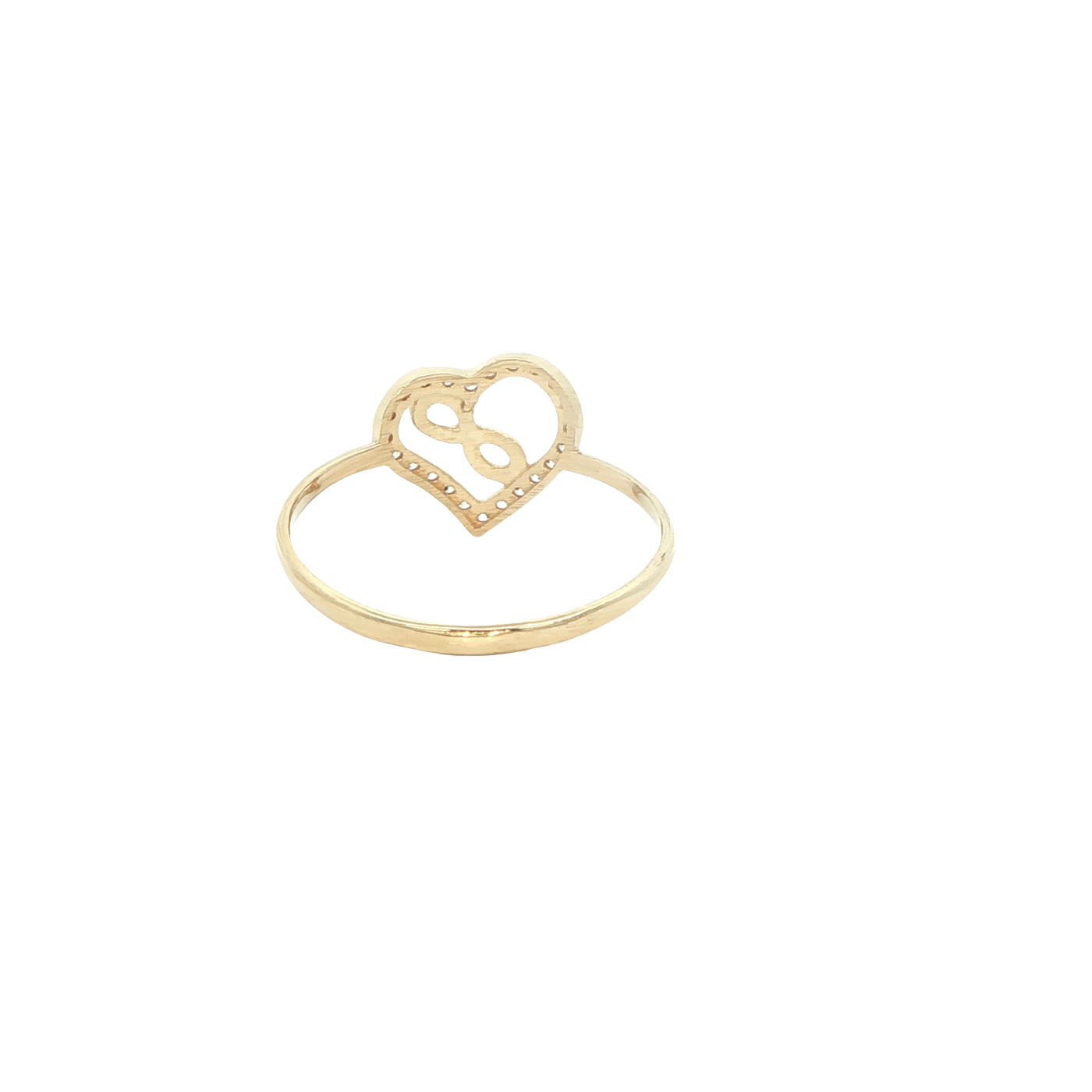 14 KARAT RING SIZE 6.75 WEIGHT: 1.1G : CZ HEART IN