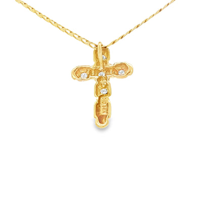 14 KARAT PENDANT NATURAL DIAMOND CROSS QUILT PATTERN