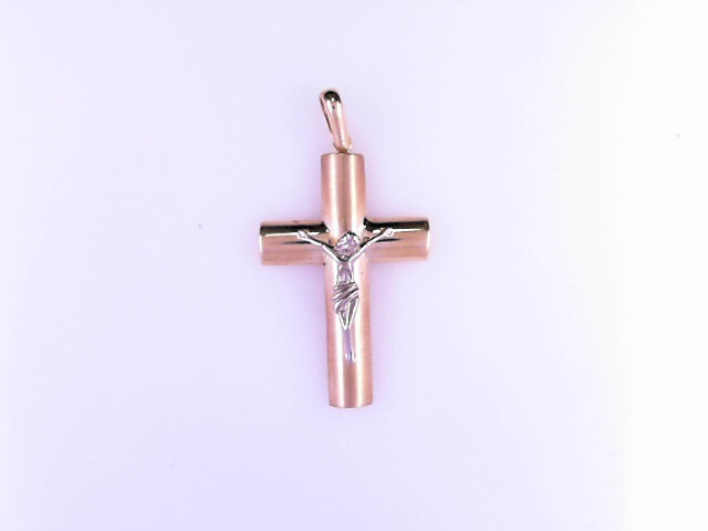 PENDANT 14KP 3.1G JESUS CROSS 2TONE SATIN FINISH