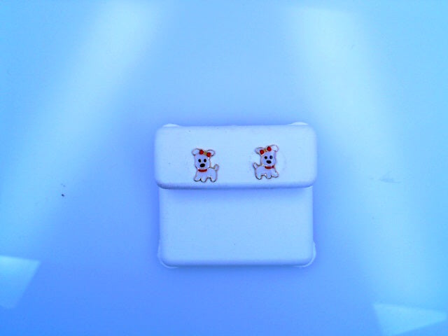 14KE 0.4G STUD PUPPY ENAMEL RED WHITE