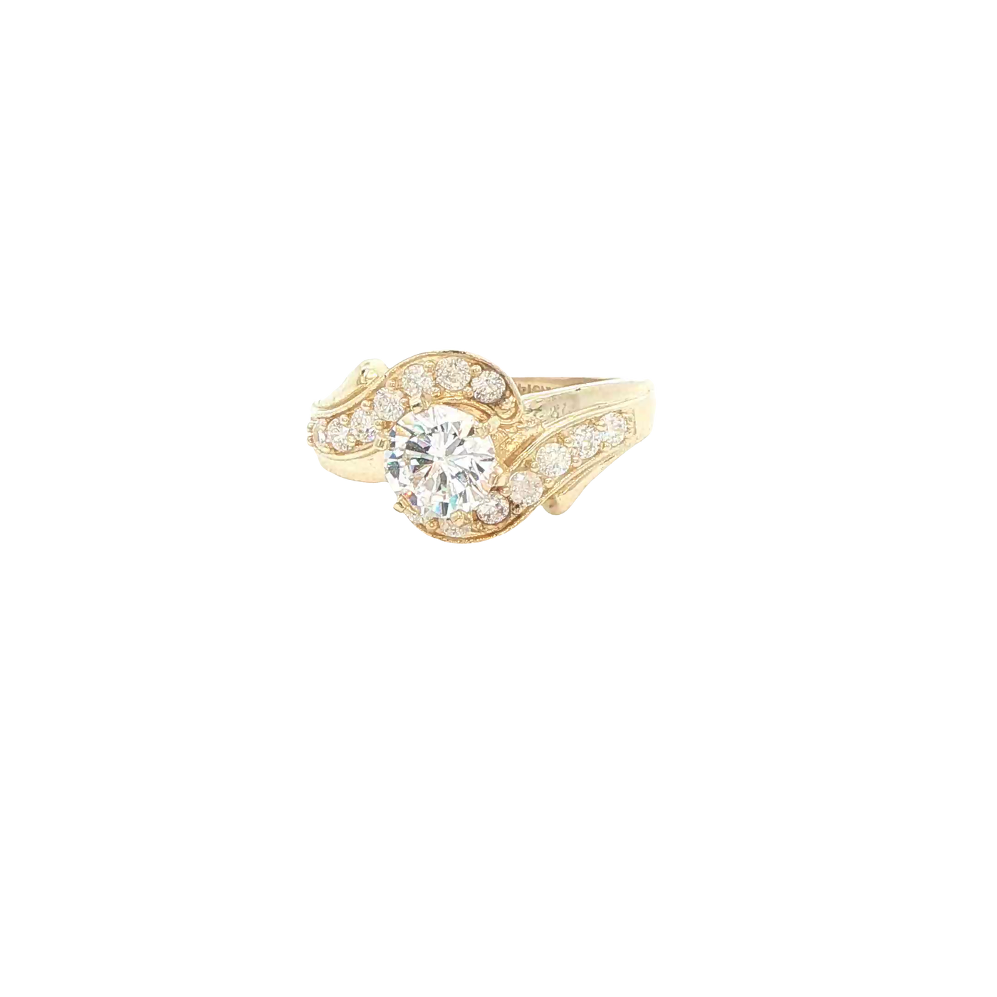 14 KARAT RING SIZE 7.5 WEIGHT: 4.2G : CZ SWIRL DES