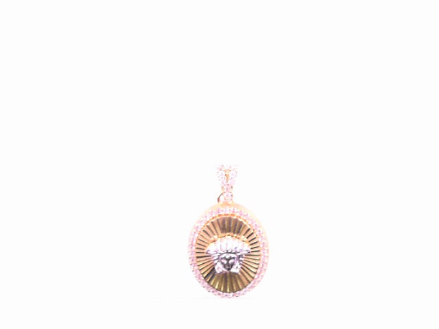 PENDANT 14K 2.0G MEDUSA OVAL CZ STARBURST VERSACE