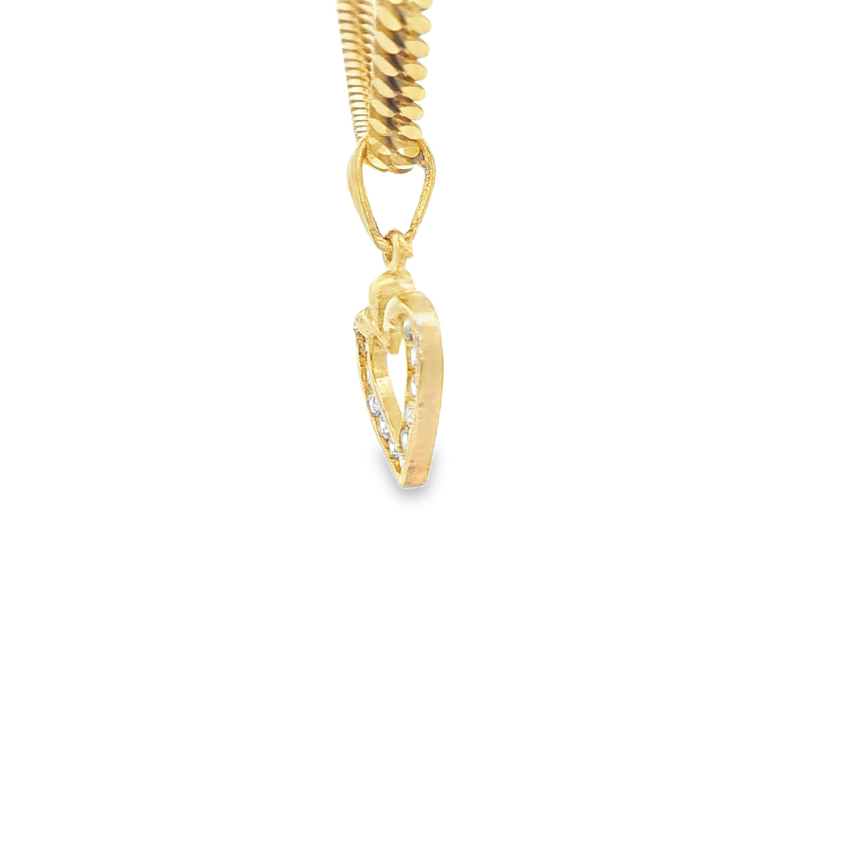14 KARAT CHARM CZ HEART OPEN CENTER