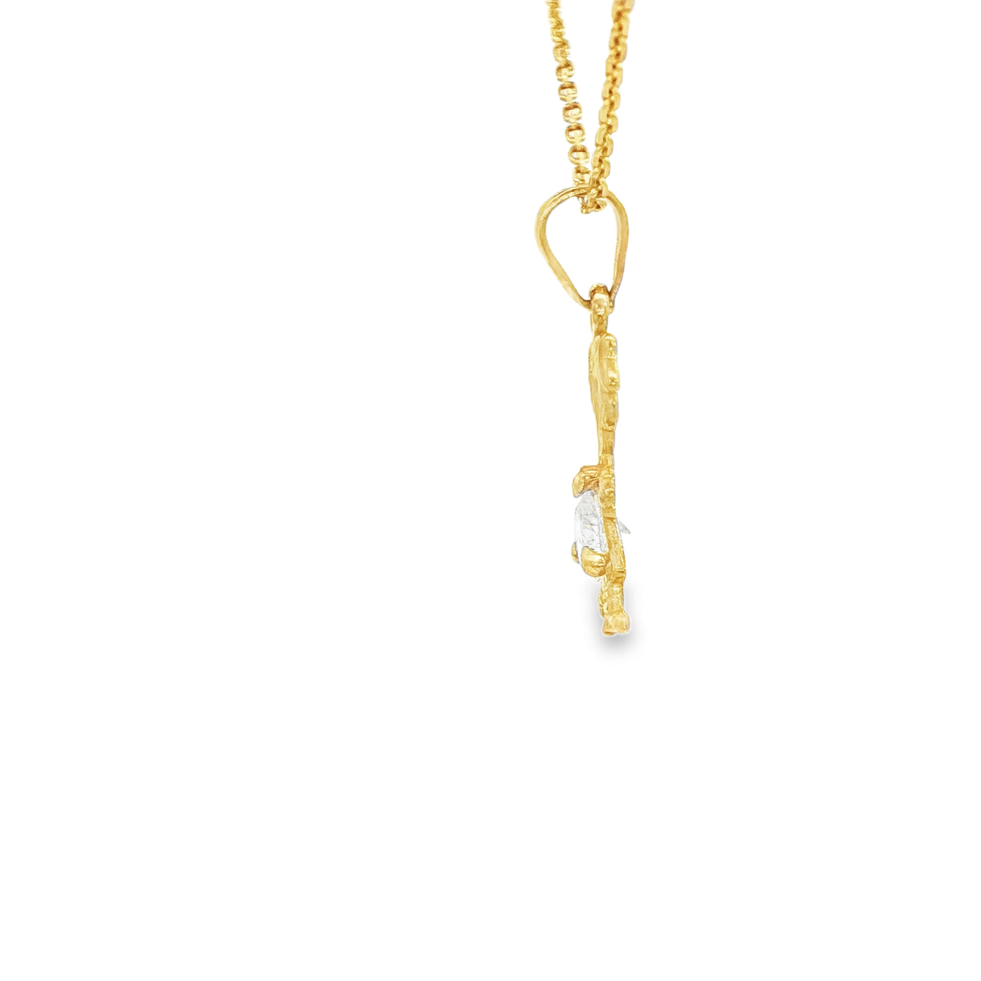 PENDANT 14KP GIRL CZ CLEAR BELLY GIRL