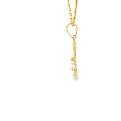 PENDANT 14KP GIRL CZ CLEAR BELLY GIRL