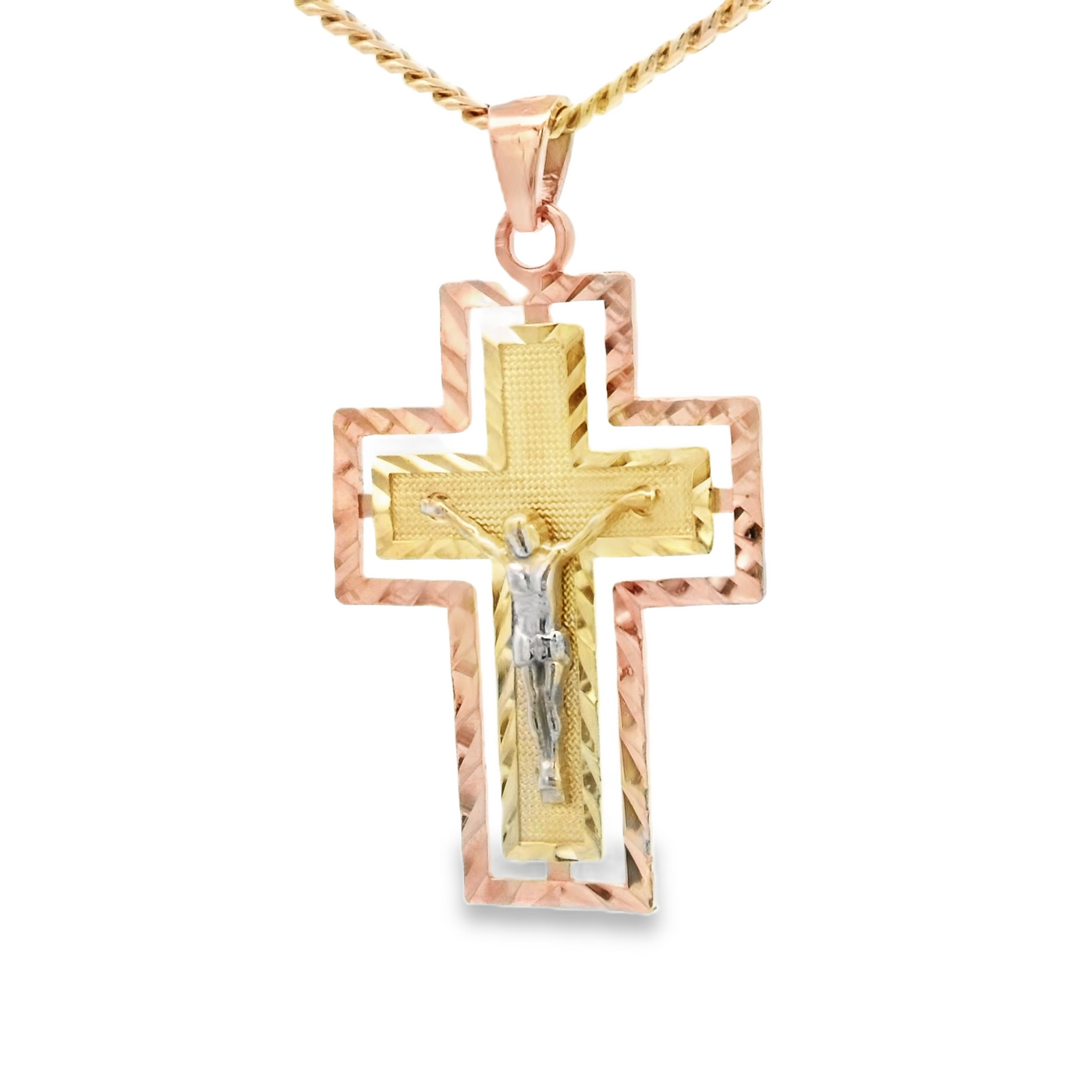 PENDANT 14K 2.5G JESUS DC BORDER SATIN FINSIH INSI
