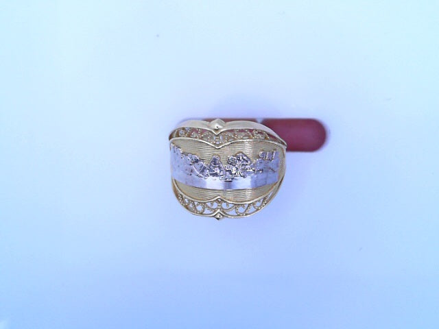 RING14KR 3.5G LAST SUPPER #81/4 2TONE FILIGREE