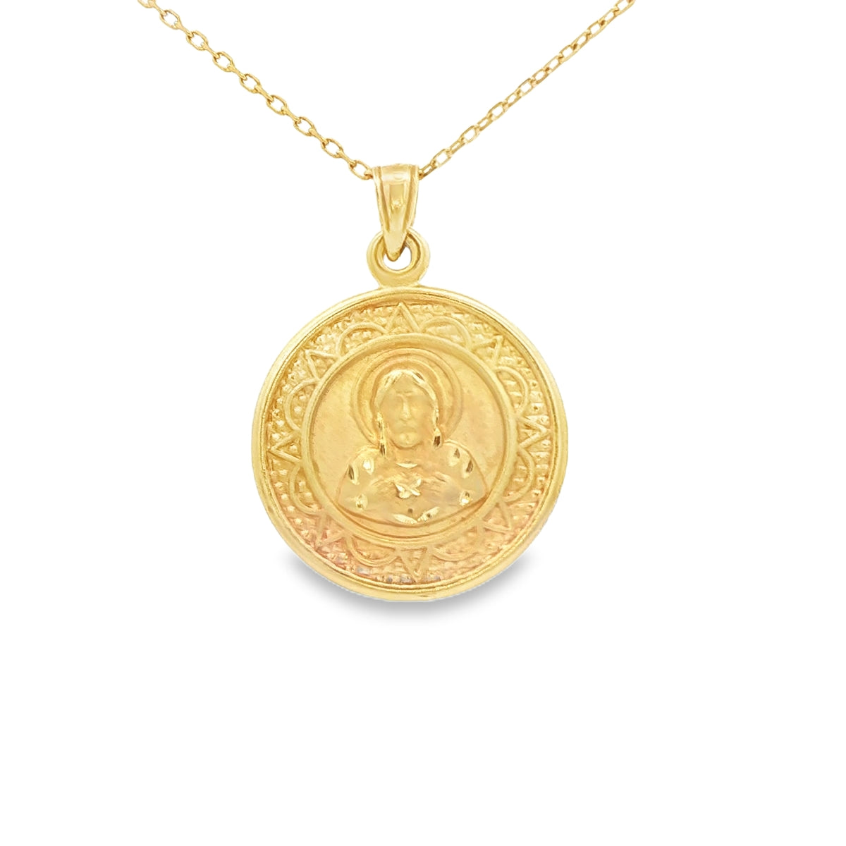 PENDANT 14K 2.0G DOUBLE SIDED JESUS FACE GUADALUPE
