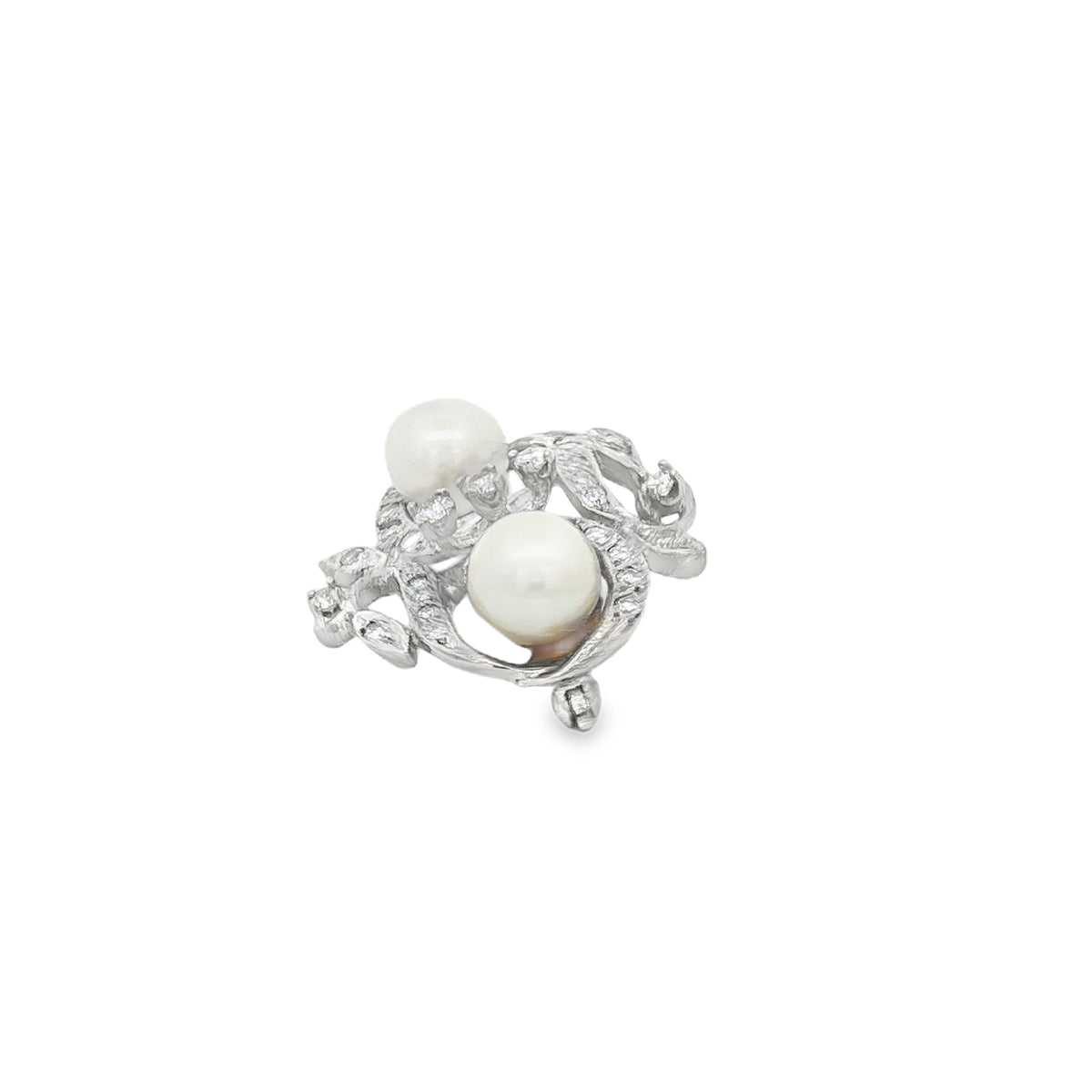 14 Karat Pendant  BROCHE NATURAL DIAMOND PEARLS WHITE