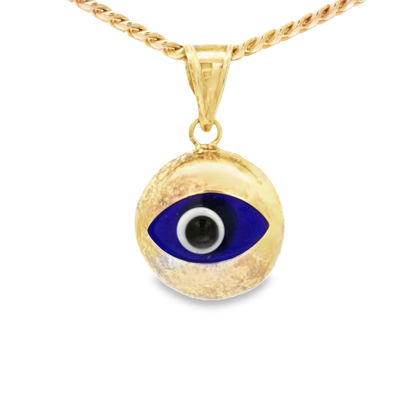 PENDANT 14K EVIL EYE BLUE OVAL POLISHED