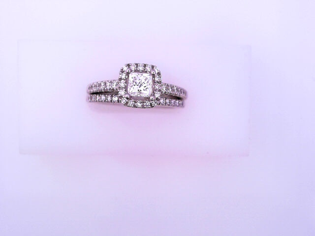 RINGS 14K WHITE #7  ENGAGEMENT & BAND DIAMOND 0.40