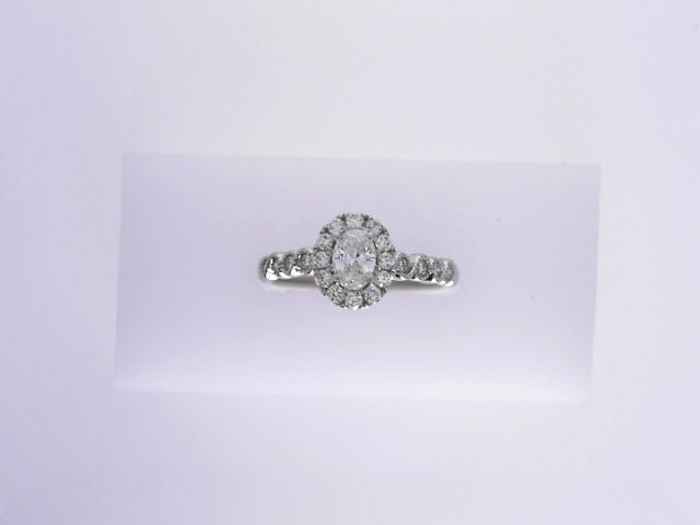 RING 14K WHITE 3.2G #7  OVAL DIAMOND 0.33ct 1.13ct