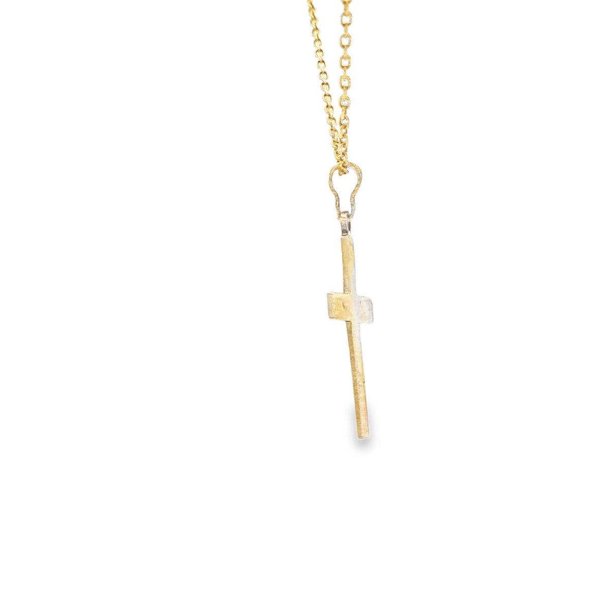 14 KARAT DIAMOND CUT CHARM JESUS CROSS CIRCLE BACK