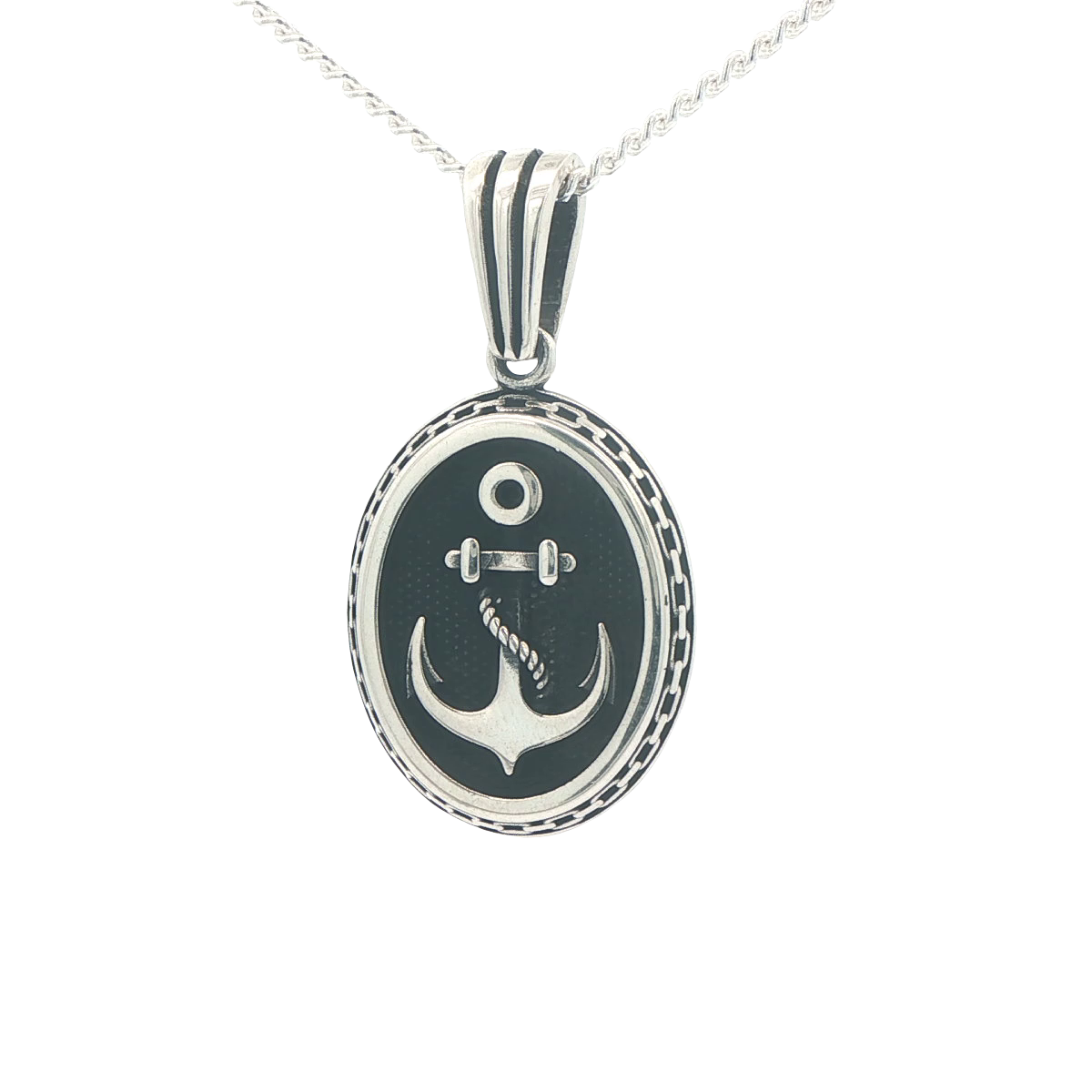STERLING SILVER CHARM ANCHOR SIDE CHAIN BORDER