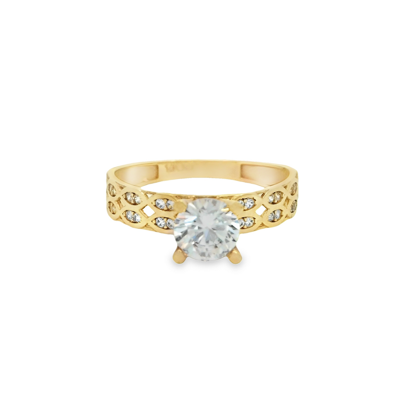 14K Solitaire CZ Fashion Ring Size 8.5