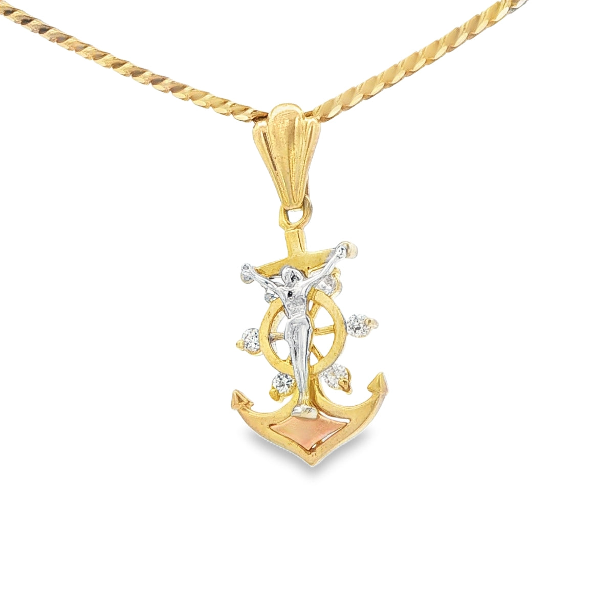 PENDANT 14K 3.4G 3TONE ANCHOR