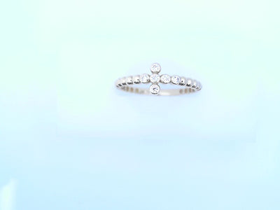 RING 14KR 1.9G CROSS #73/4 CZ CROSS BEAD SHANK