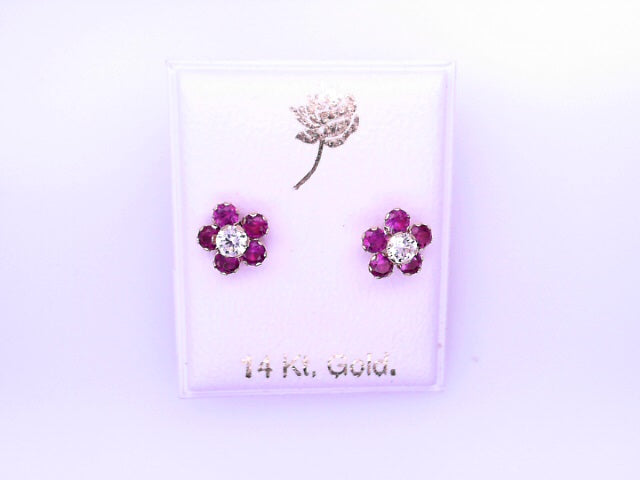 14 KARAT STUD EARRINGS WEIGHT: 0.7G : 5MM CZ CLEAR