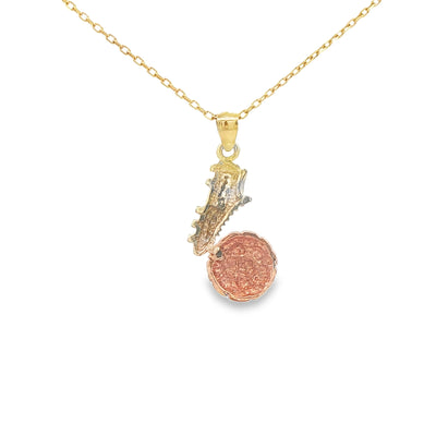 PENDANT 14K SOCCER 2TONE SOCCER BALL FOOT
