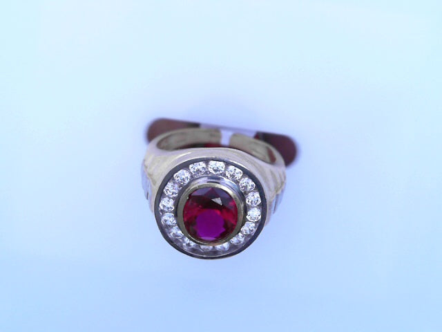 RING 14KR RED OVAL #10.5 CZ OVAL 9.7G