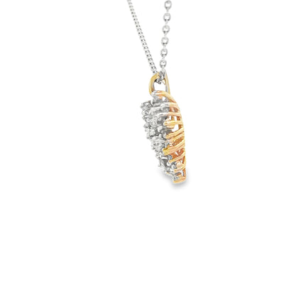 14 KARAT PENDANT NATURAL DIAMOND HEART CLUSTER