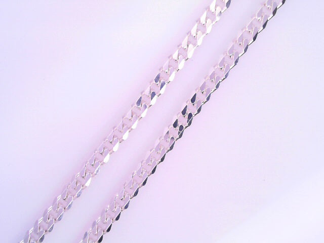 White Sterling Silver Cuban Italian Curb Chain Len