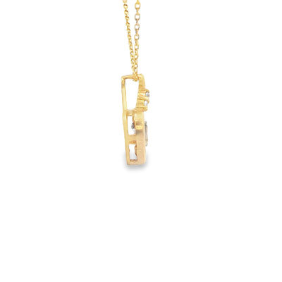 14K QUINCEANERA 15 THREE TONE PENDANT HEART CZ