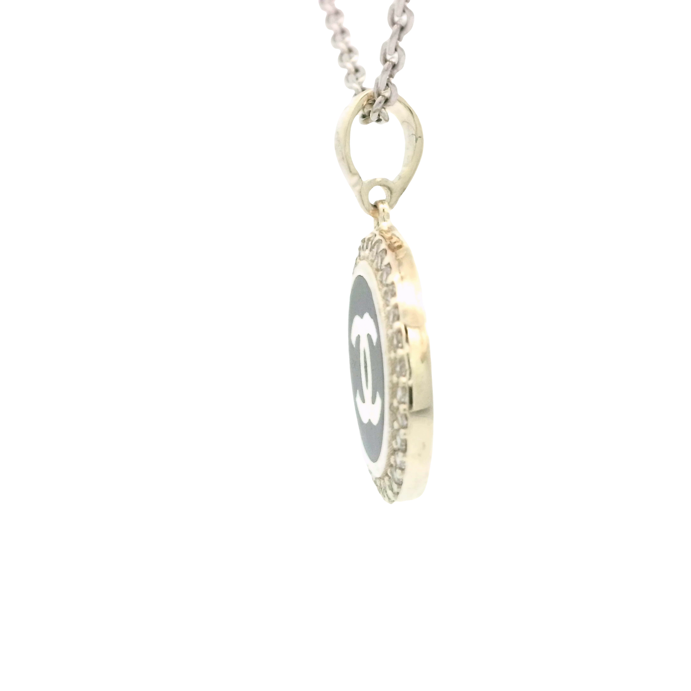 PENDANT 14KP ROUND CZ STYLE CHANEL