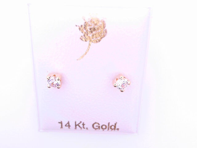 14 KARAT STUD EARRINGS WEIGHT: 0.2G : 3MM CZ CLEAR