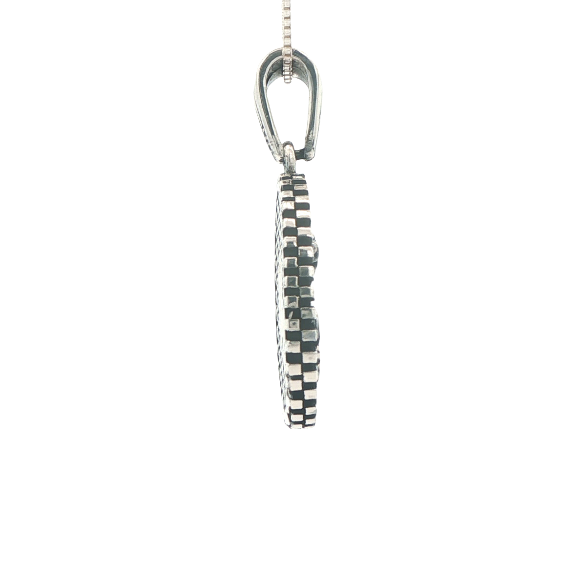 STERLING SILVER CHARM ANCHOR BLACK BACKGROUND OVAL