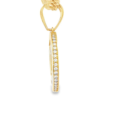 PENDANT 14K 4.8G STYLE LV ROUND RIBBED BORDER NEGA
