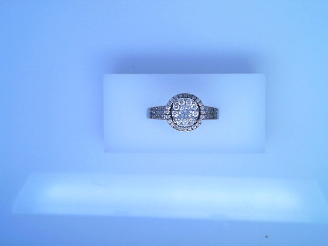 RING 14K WHITE #9 ENGAGEMENT DIAMOND  HALO 1.55ctw