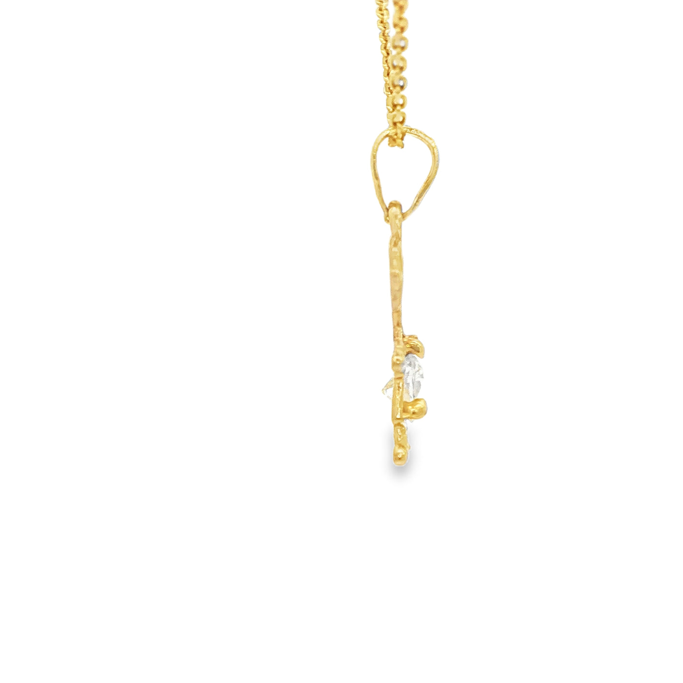 PENDANT 14KP GIRL CZ CLEAR BELLY GIRL