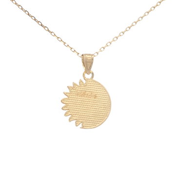 PENDENT 14KP 1/2SUN & 1/2MOON WITH FACE