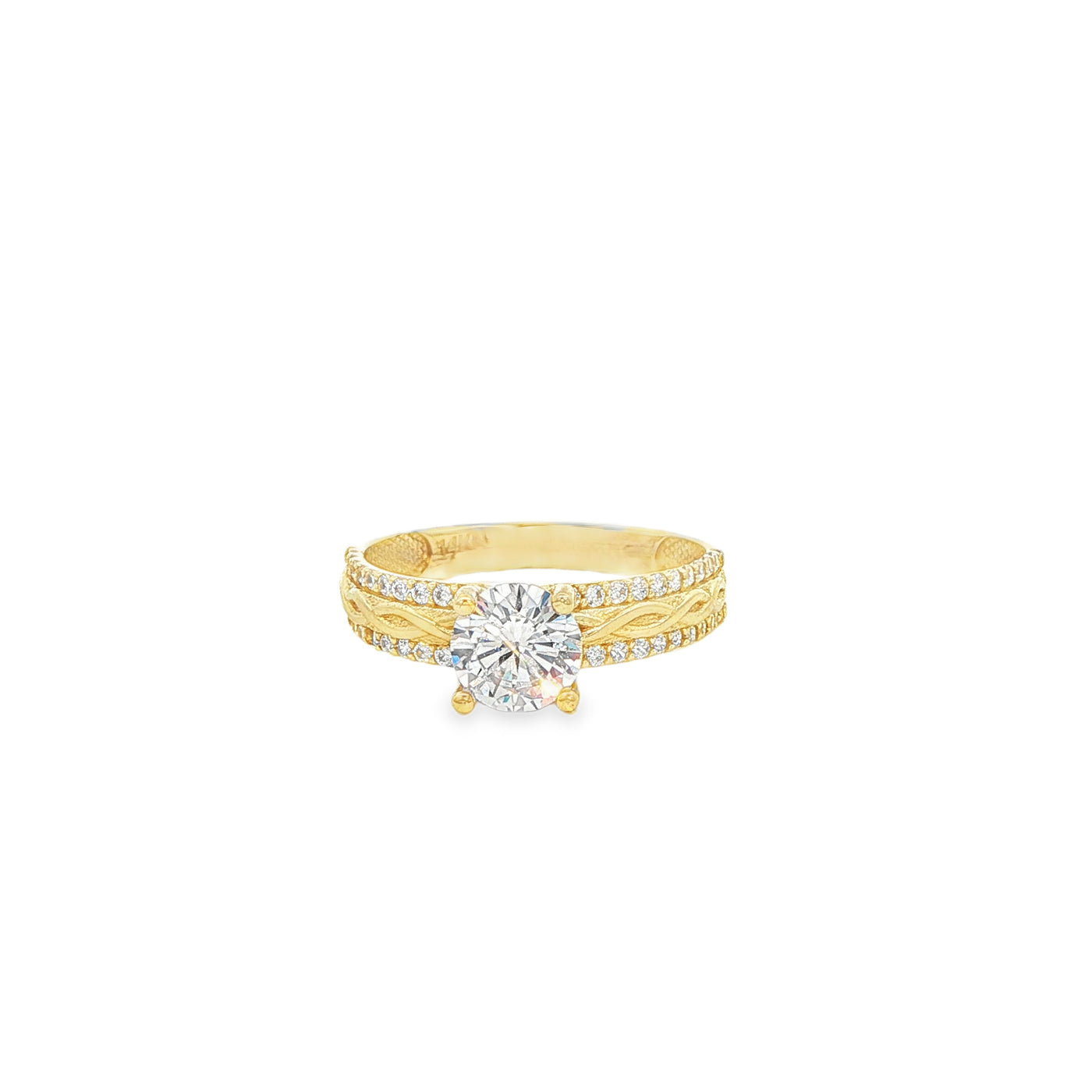 14 KARAT RING SIZE 7.5 WEIGHT: 2.4G : 3.7MM CZ SOL