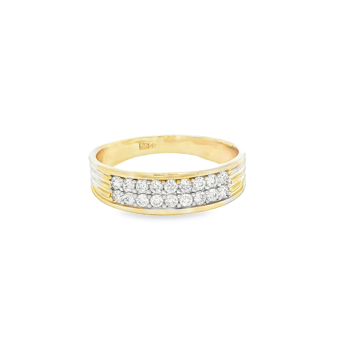14 KARAT RING SIZE 10 WEIGHT: 3.6G : 5.7MM CZ 2 RO
