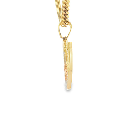 PENDANT 14K 3.3G HORSEHOE CZ LUCKY SYMBOLS 7 ELEFA