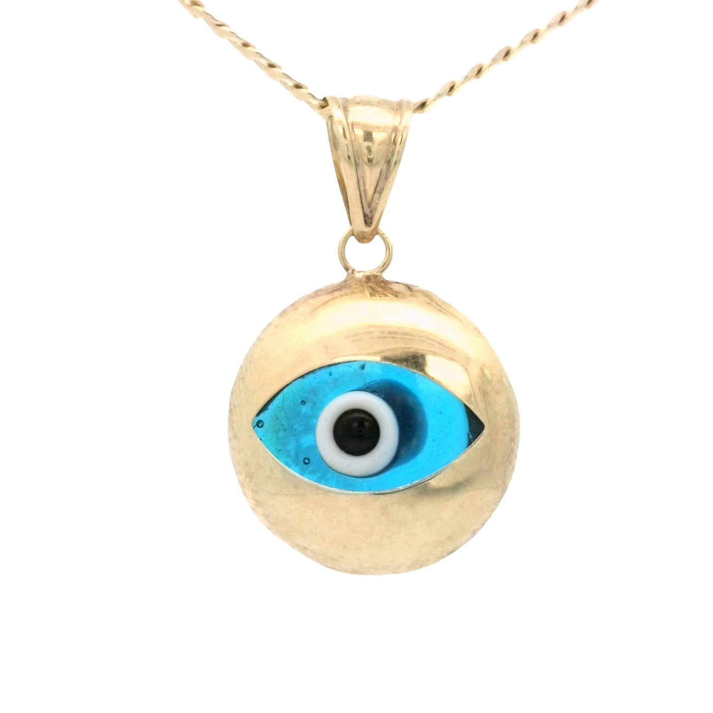 PENDANT 14K 2.0G EVIL EYE BLUE OVAL POLISHED