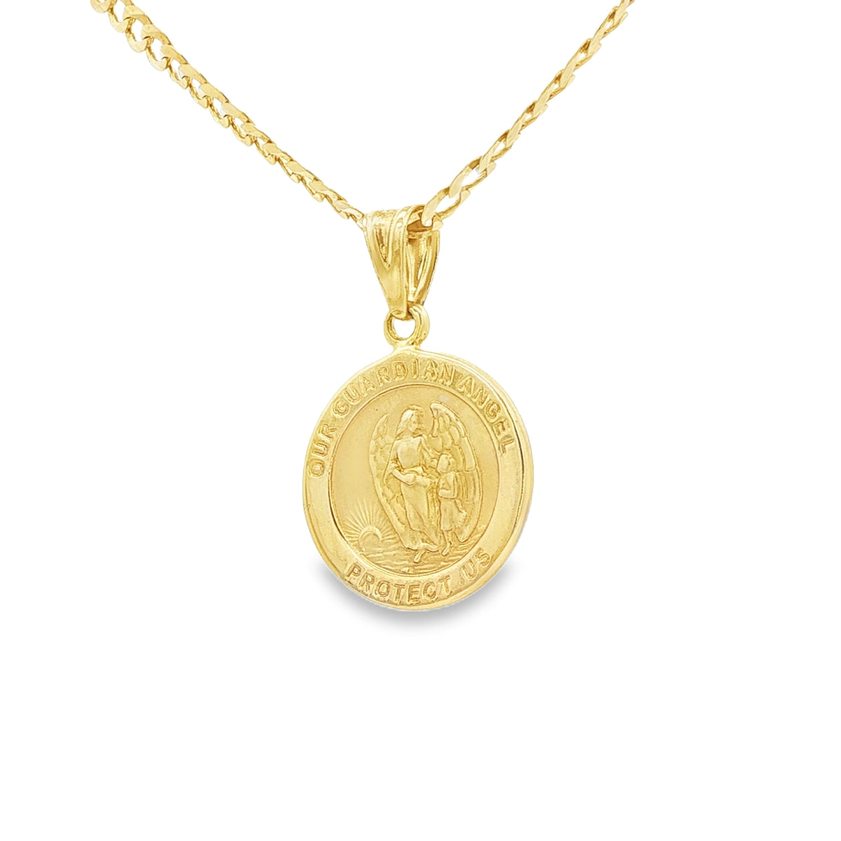 PENDANT 14KP 1.9G ANGEL GUARDIAN ANGEL ROUND