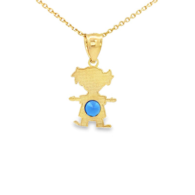 PENDANT 14KP GIRL CZ DARK BLUE BELLY GIRL