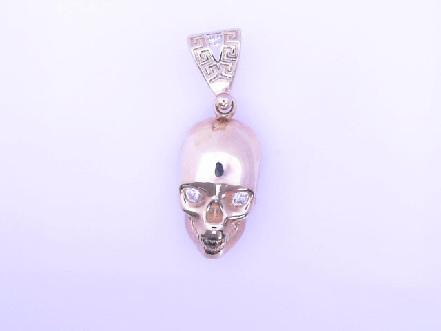 14KP 4.8G SKULL CZ SKULL GREEK BAIL