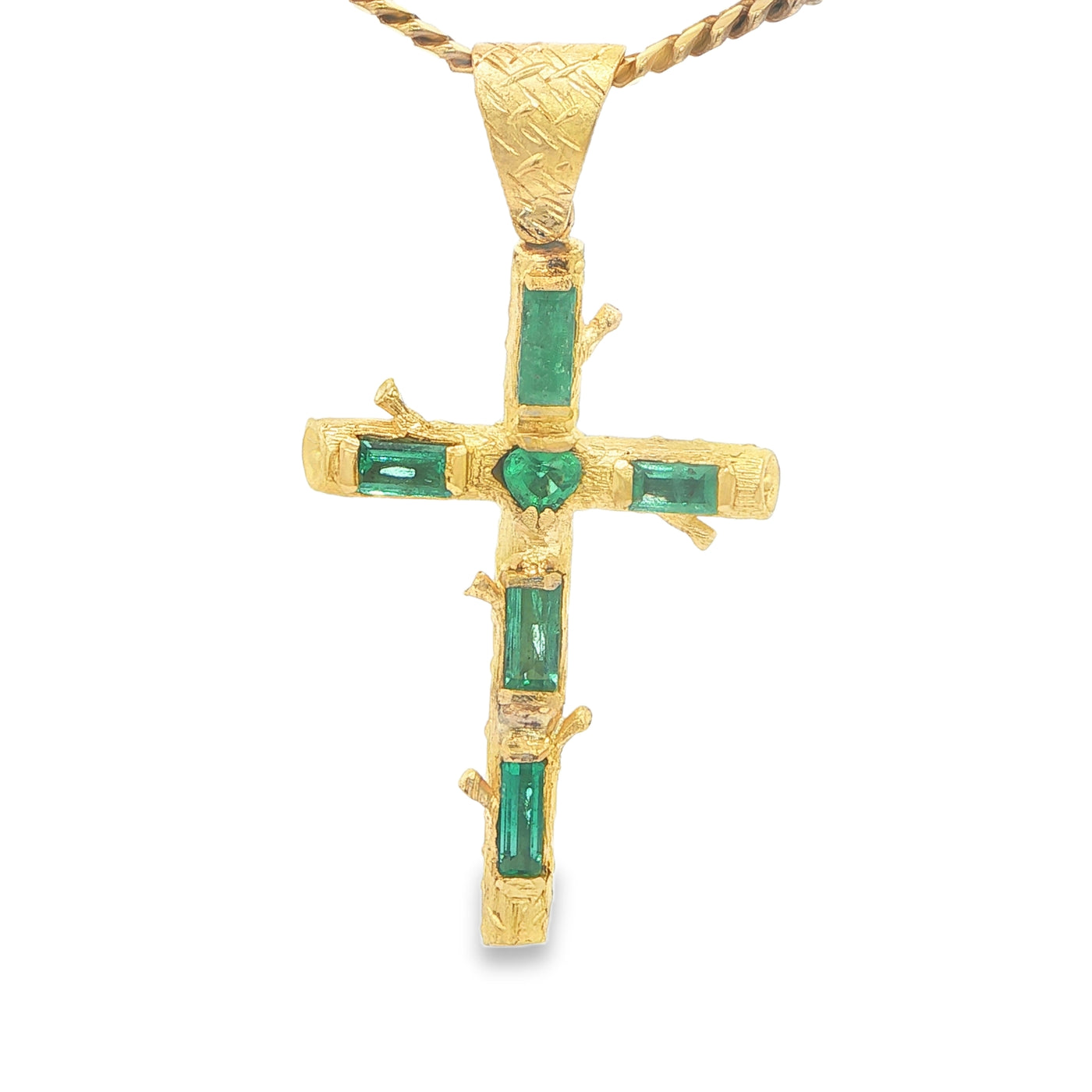 18KP 5.5G NATURAL EMERALD CROSS