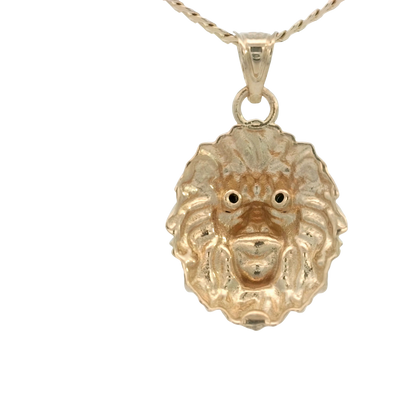 14K  PENDENT LION FACE BLACK EYES