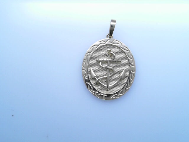 14K PENDENT 7.5G ANCHOR PLAQUE SATIN INSIDE FINISH