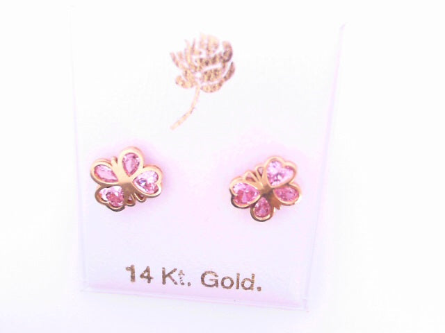 14 Karat Stud Earrings Weight: 0.6G : CZ PINK BUTT
